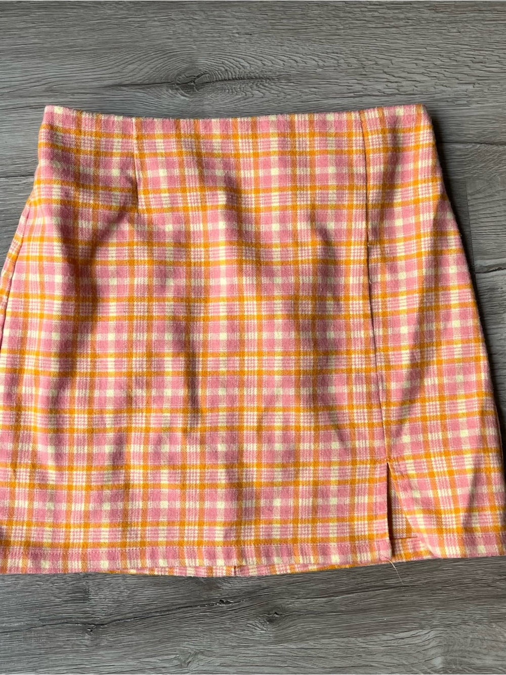 Pink and Yellow Plaid Skirt